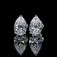 14K White Gold Pear-Shaped Martini Stud Earrings with Lab-Grown Diamonds - 3.03 Total Carat Weight, F Color, VS1 Clarity - Covaloro Fine Jewelry