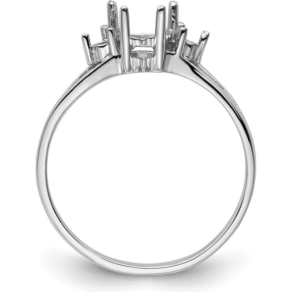 14K White Gold Pear-Shaped Ring Mounting with Split Shank for 7x5mm Gemstone by Monteluci Fine Jewelry
