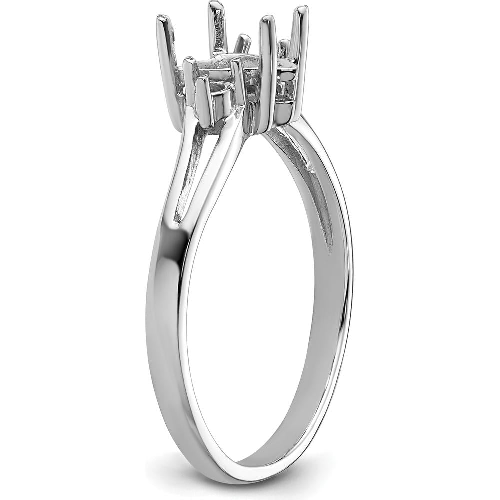 14K White Gold Pear-Shaped Ring Mounting with Split Shank for 7x5mm Gemstone by Monteluci Fine Jewelry