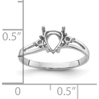 14K White Gold Pear-Shaped Ring Mounting with Split Shank for 7x5mm Gemstone by Monteluci Fine Jewelry