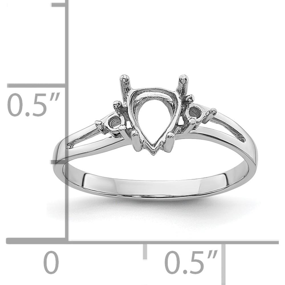 14K White Gold Pear-Shaped Ring Mounting with Split Shank for 7x5mm Gemstone by Monteluci Fine Jewelry