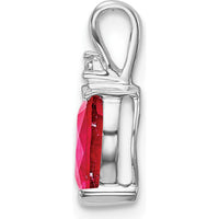 14K White Gold Pear-Shaped Ruby and Diamond Pendant - 0.805 Carat Ruby, 0.015 Carat Diamond by Lumare Gioia