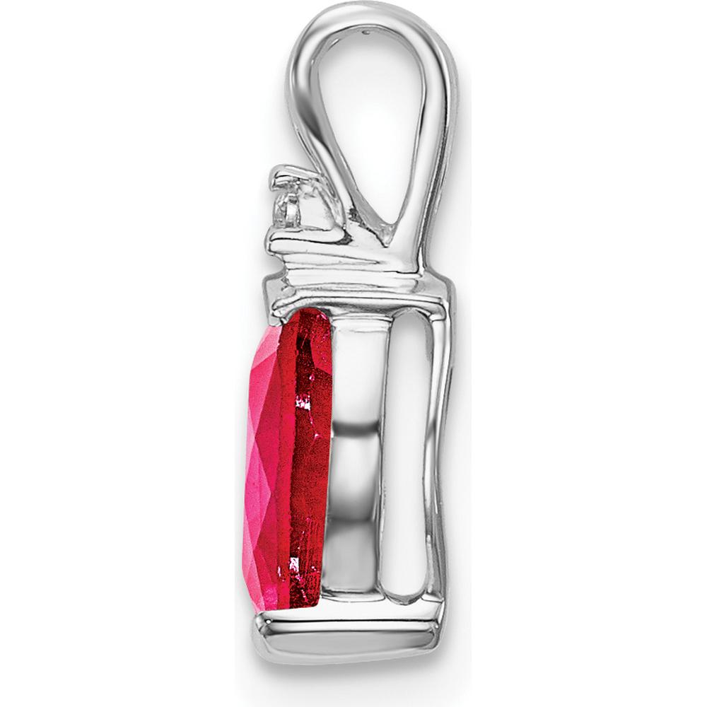14K White Gold Pear-Shaped Ruby and Diamond Pendant - 0.805 Carat Ruby, 0.015 Carat Diamond by Lumare Gioia