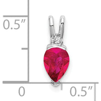 14K White Gold Pear-Shaped Ruby and Diamond Pendant - 0.805 Carat Ruby, 0.015 Carat Diamond by Lumare Gioia