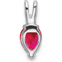 14K White Gold Pear-Shaped Ruby and Diamond Pendant - 0.805 Carat Ruby, 0.015 Carat Diamond by Lumare Gioia