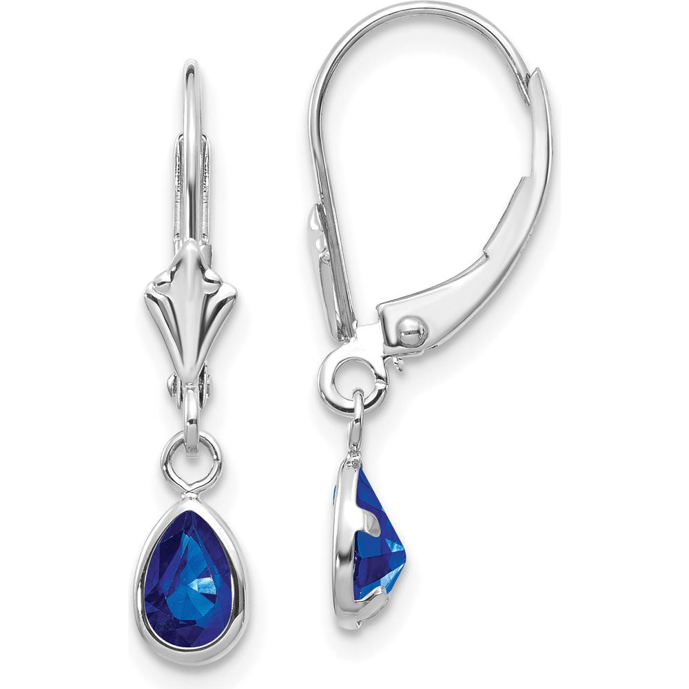 14K White Gold Pear-Shaped Sapphire Drop Earrings with Leverback Closures - 0.58 Carat Total Weight by Oro Pregiato