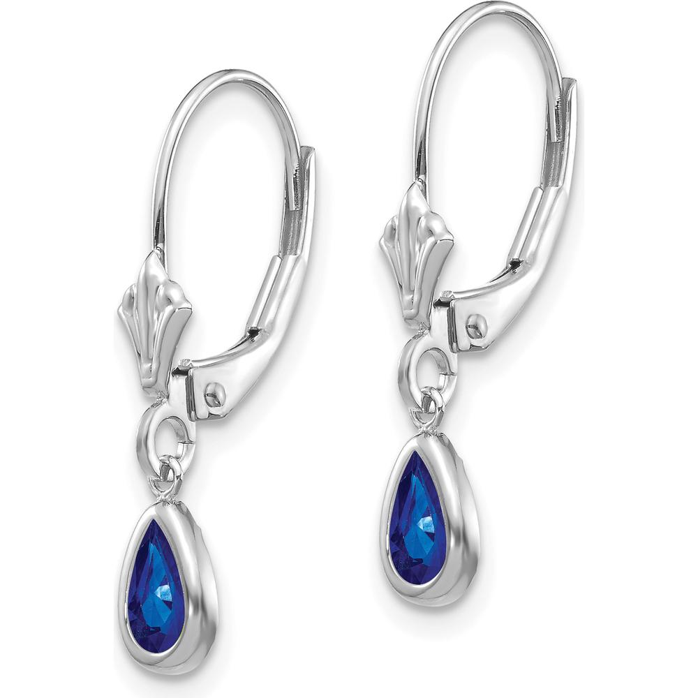 14K White Gold Pear-Shaped Sapphire Drop Earrings with Leverback Closures - 0.58 Carat Total Weight by Oro Pregiato