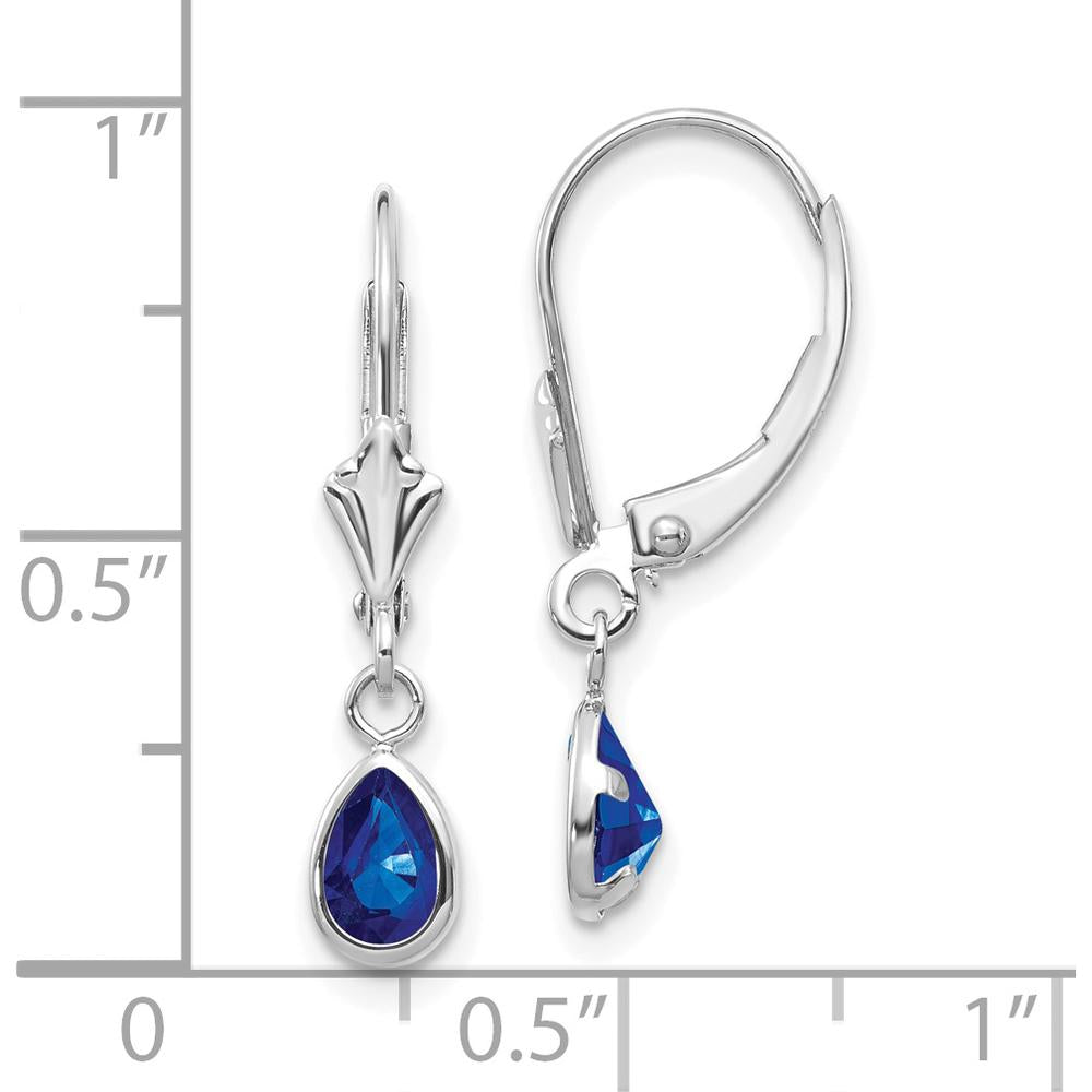 14K White Gold Pear-Shaped Sapphire Drop Earrings with Leverback Closures - 0.58 Carat Total Weight by Oro Pregiato