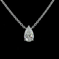 14K White Gold Pear-Shaped Solitaire Pendant with 1.65 Carat Lab-Grown Diamond - E-F Color VVS2 Clarity IGI Certified - Covaloro Fine Jewelry