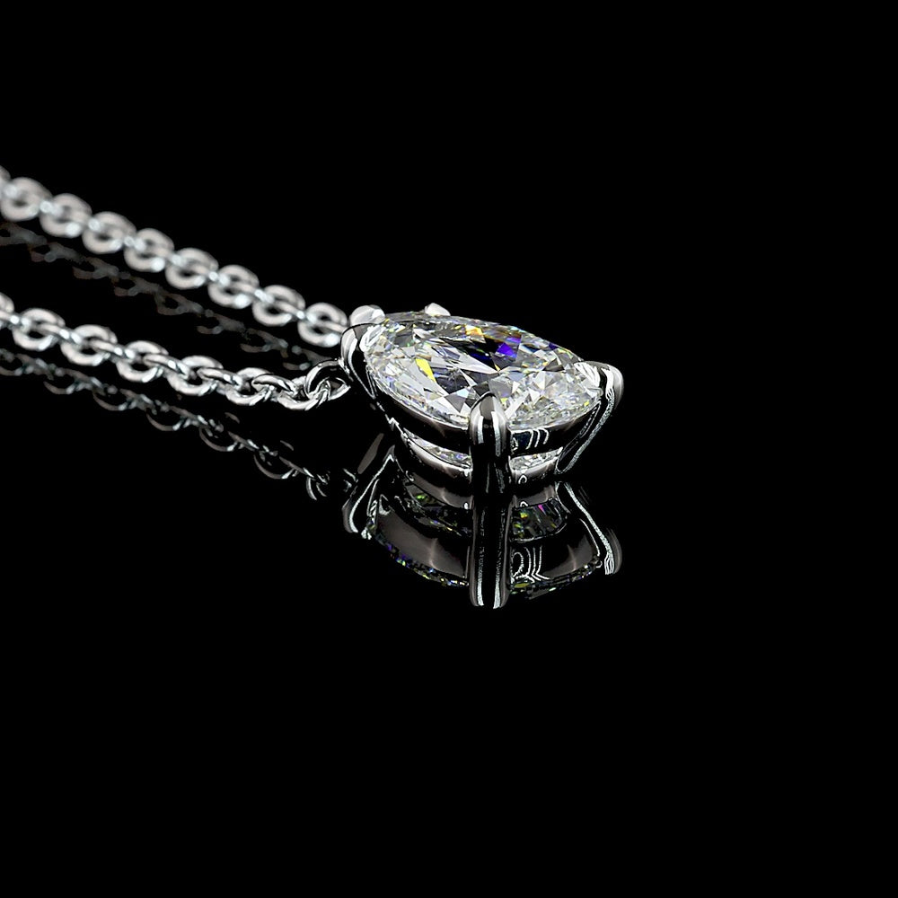 14K White Gold Pear-Shaped Solitaire Pendant with 1.65 Carat Lab-Grown Diamond - E-F Color VVS2 Clarity IGI Certified - Covaloro Fine Jewelry