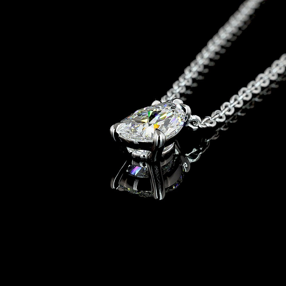 14K White Gold Pear-Shaped Solitaire Pendant with 1.65 Carat Lab-Grown Diamond - E-F Color VVS2 Clarity IGI Certified - Covaloro Fine Jewelry