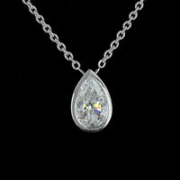 14K White Gold Pear-Shaped Solitaire Pendant with Bezel-Set Lab Diamond - 1.62 Carat Total Weight E-F VVS2 - Covaloro Fine Jewelry
