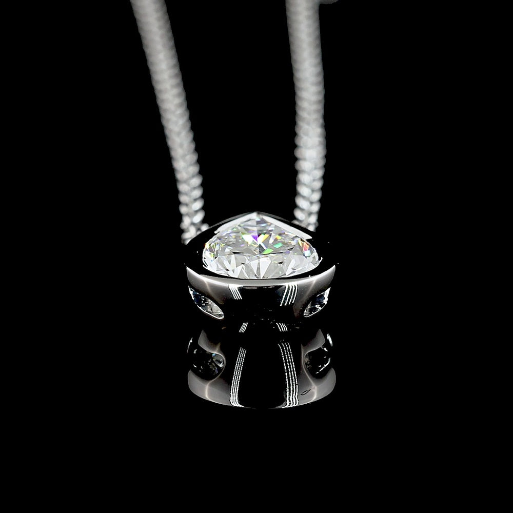14K White Gold Pear-Shaped Solitaire Pendant with Bezel-Set Lab Diamond - 1.62 Carat Total Weight E-F VVS2 - Covaloro Fine Jewelry