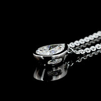 14K White Gold Pear-Shaped Solitaire Pendant with Bezel-Set Lab Diamond - 1.62 Carat Total Weight E-F VVS2 - Covaloro Fine Jewelry