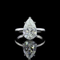 14K White Gold Pear-Shaped Solitaire Ring with 3.60 Carat E-F VVS2 Lab Diamond - IGI Certified - Covaloro Fine Jewelry