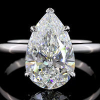 14K White Gold Pear-Shaped Solitaire Ring with 3.60 Carat E-F VVS2 Lab Diamond - IGI Certified - Covaloro Fine Jewelry