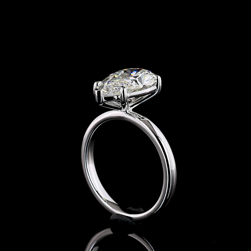14K White Gold Pear-Shaped Solitaire Ring with 3.60 Carat E-F VVS2 Lab Diamond - IGI Certified - Covaloro Fine Jewelry