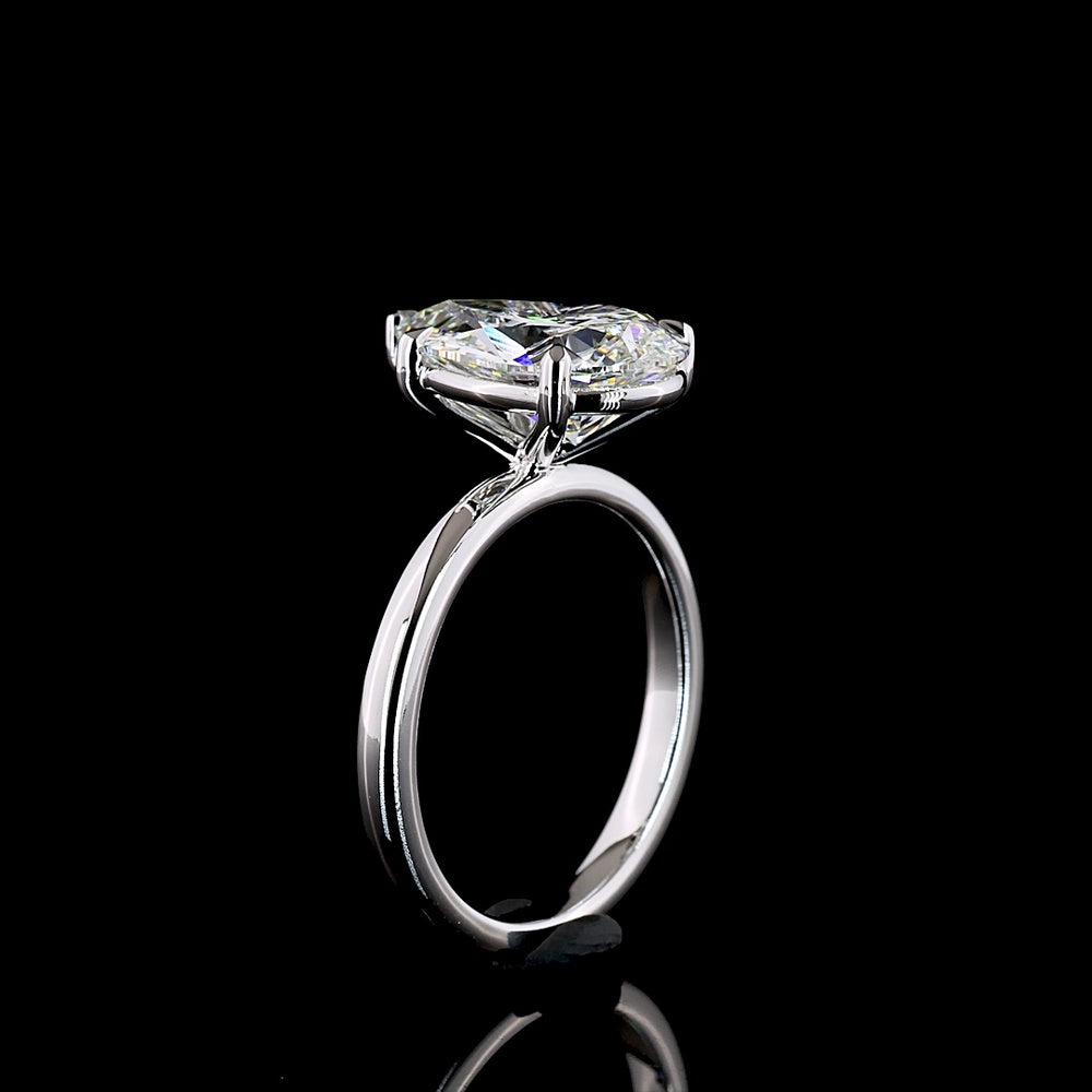 14K White Gold Pear-Shaped Solitaire Ring with 3.60 Carat E-F VVS2 Lab Diamond - IGI Certified - Covaloro Fine Jewelry