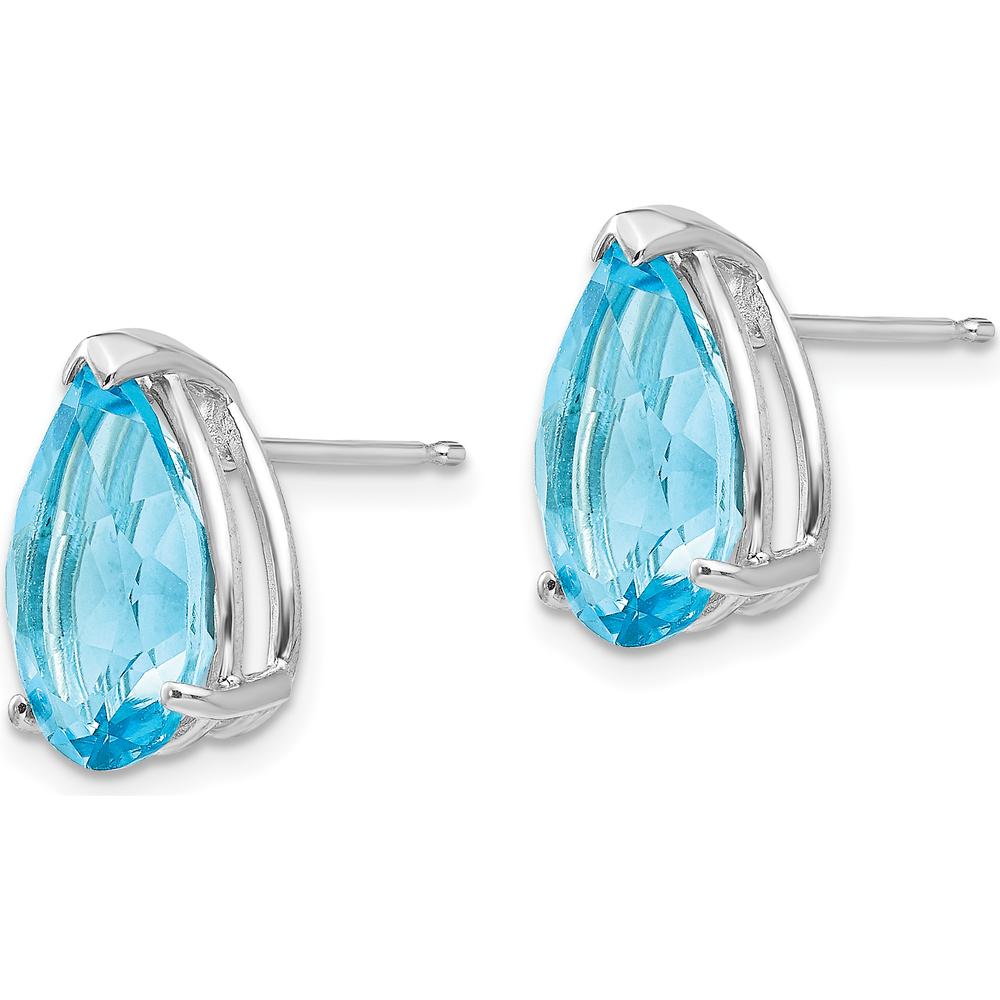 14K White Gold Pear Swiss Blue Topaz Stud Earrings - 3.8 Carat Total Gem Weight by Monteluci Fine Jewelry