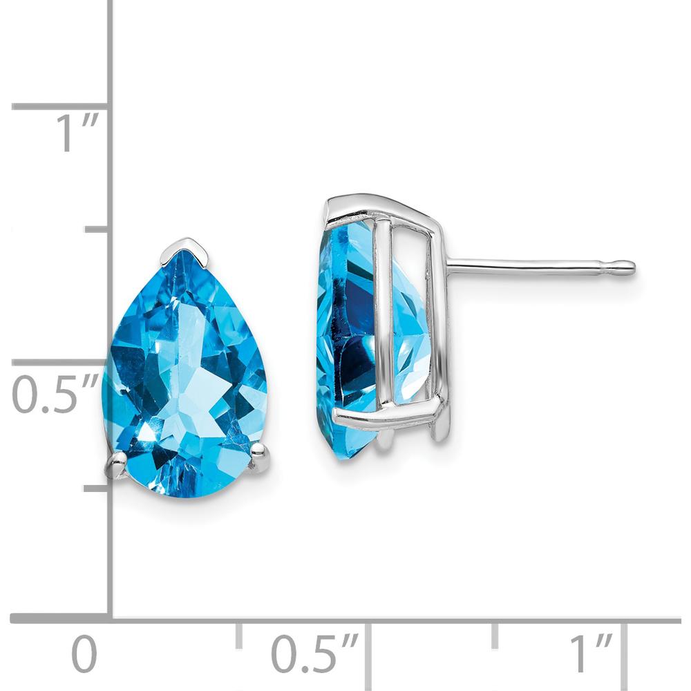 14K White Gold Pear Swiss Blue Topaz Stud Earrings - 3.8 Carat Total Gem Weight by Monteluci Fine Jewelry