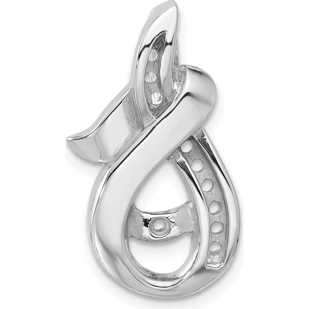 14K White Gold Peg-Set and Channel Diamond Slide Mounting for 6mm Regular/8mm Fancy Omega Chains - Polished Rhodium Finish by Oro Pregiato