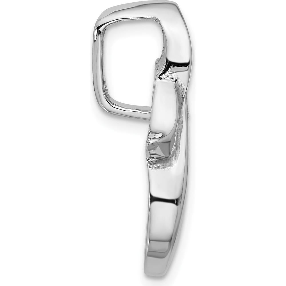 14K White Gold Peg-Set and Channel Diamond Slide Mounting for 6mm Regular/8mm Fancy Omega Chains - Polished Rhodium Finish by Oro Pregiato