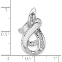 14K White Gold Peg-Set and Channel Diamond Slide Mounting for 6mm Regular/8mm Fancy Omega Chains - Polished Rhodium Finish by Oro Pregiato