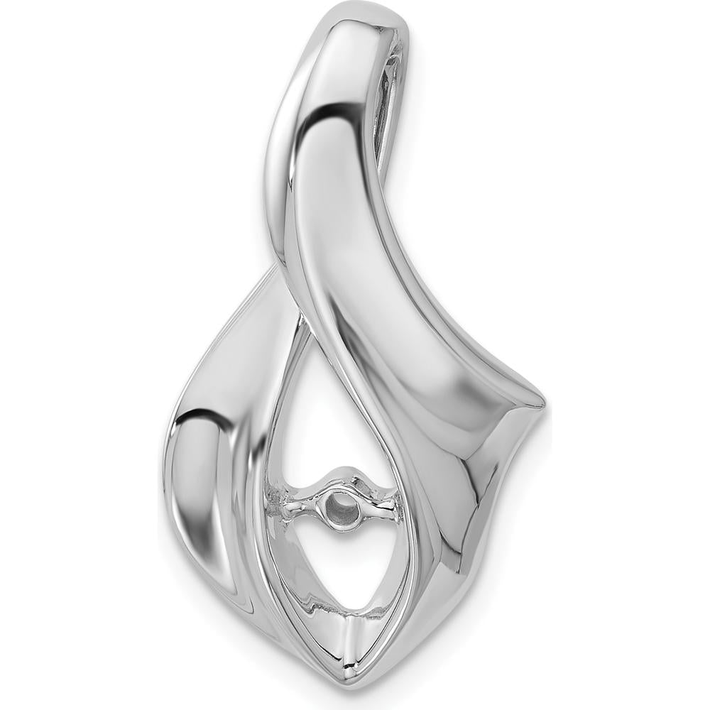 14K White Gold Peg-Set Diamond Slide Mounting for 6mm Regular and 8mm Fancy Omega Chains by Oro Pregiato