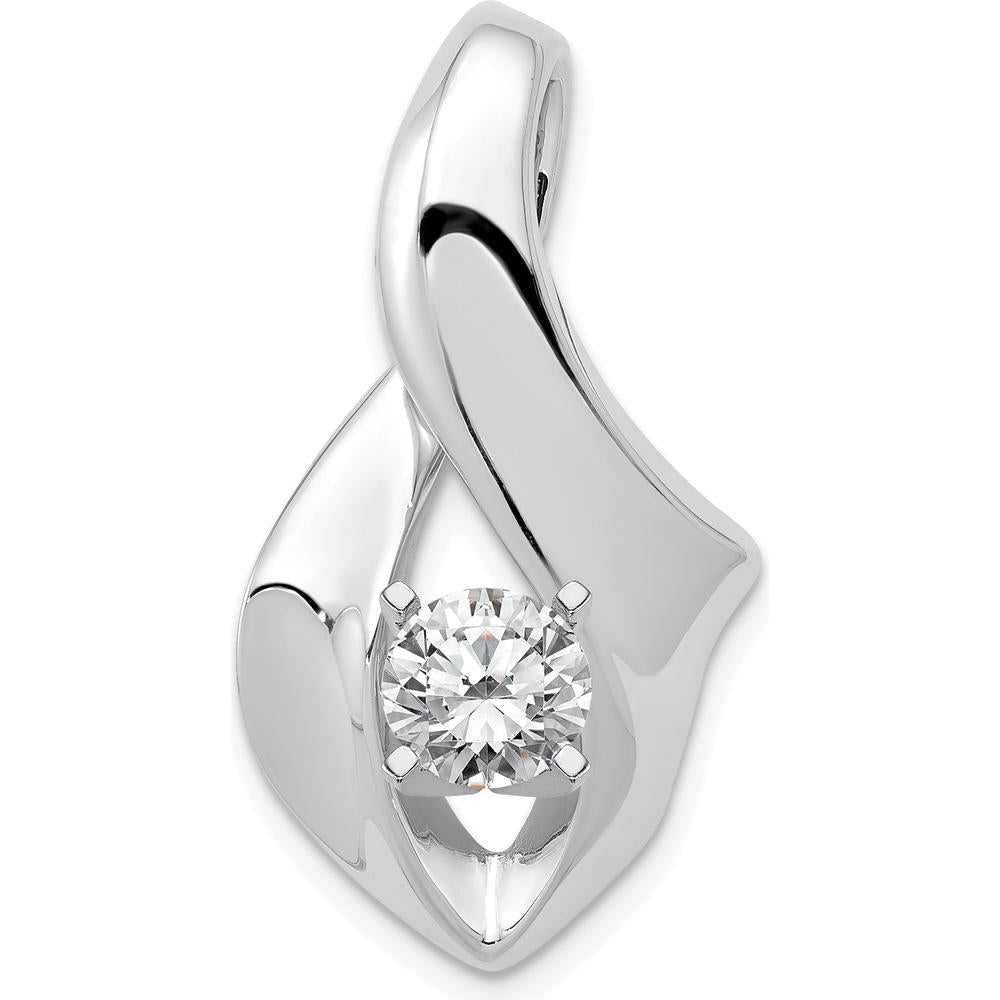 14K White Gold Peg-Set Diamond Slide Mounting for 6mm Regular and 8mm Fancy Omega Chains by Oro Pregiato