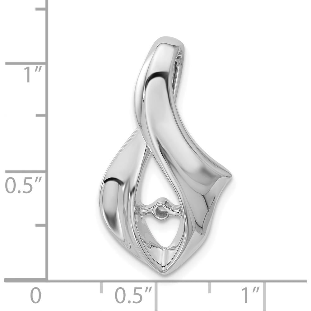 14K White Gold Peg-Set Diamond Slide Mounting for 6mm Regular and 8mm Fancy Omega Chains by Oro Pregiato