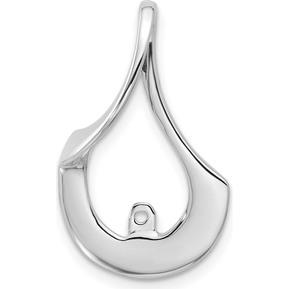 14K White Gold Peg-Set Fancy Slide Pendant for 6-8mm Omega - Polished Finish with Rhodium Plating by Oro Pregiato