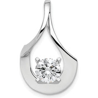 14K White Gold Peg-Set Fancy Slide Pendant for 6-8mm Omega - Polished Finish with Rhodium Plating by Oro Pregiato