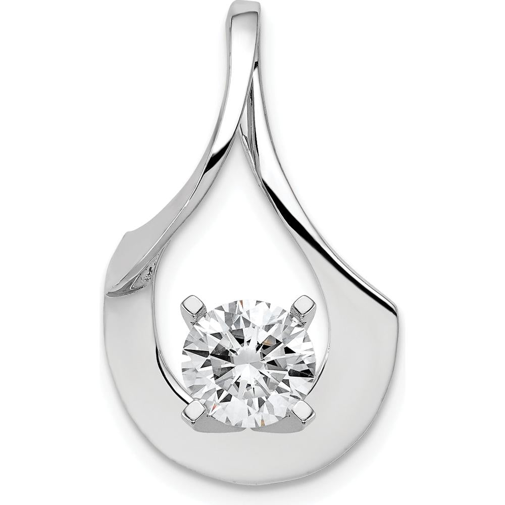 14K White Gold Peg-Set Fancy Slide Pendant for 6-8mm Omega - Polished Finish with Rhodium Plating by Oro Pregiato