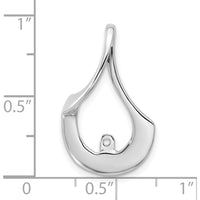 14K White Gold Peg-Set Fancy Slide Pendant for 6-8mm Omega - Polished Finish with Rhodium Plating by Oro Pregiato