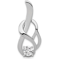 14K White Gold Peg-Set Slide Pendant for 4mm Regular or 6mm Fancy Omega Chain - Polished Finish with Rhodium Plating by Oro Pregiato