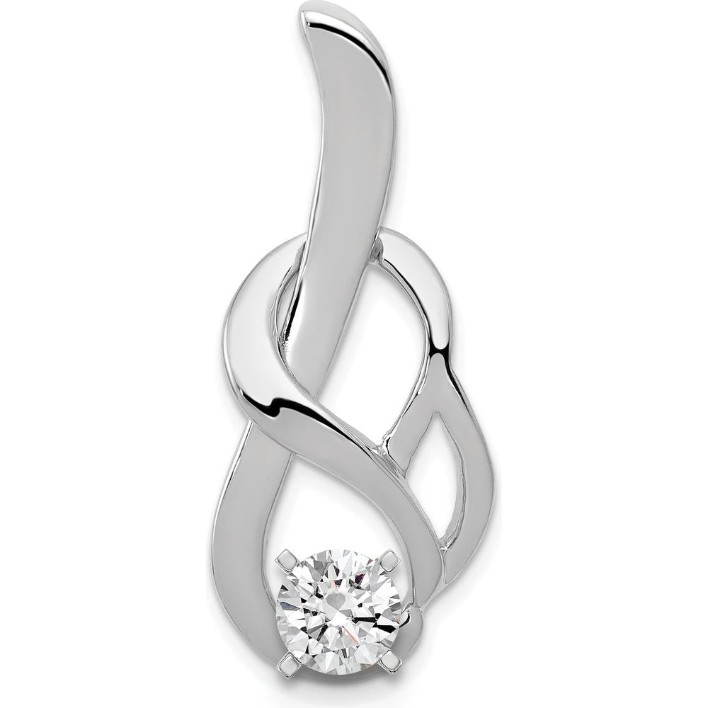 14K White Gold Peg-Set Slide Pendant for 4mm Regular or 6mm Fancy Omega Chain - Polished Finish with Rhodium Plating by Oro Pregiato