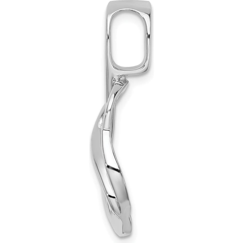 14K White Gold Peg-Set Slide Pendant for 4mm Regular or 6mm Fancy Omega Chain - Polished Finish with Rhodium Plating by Oro Pregiato