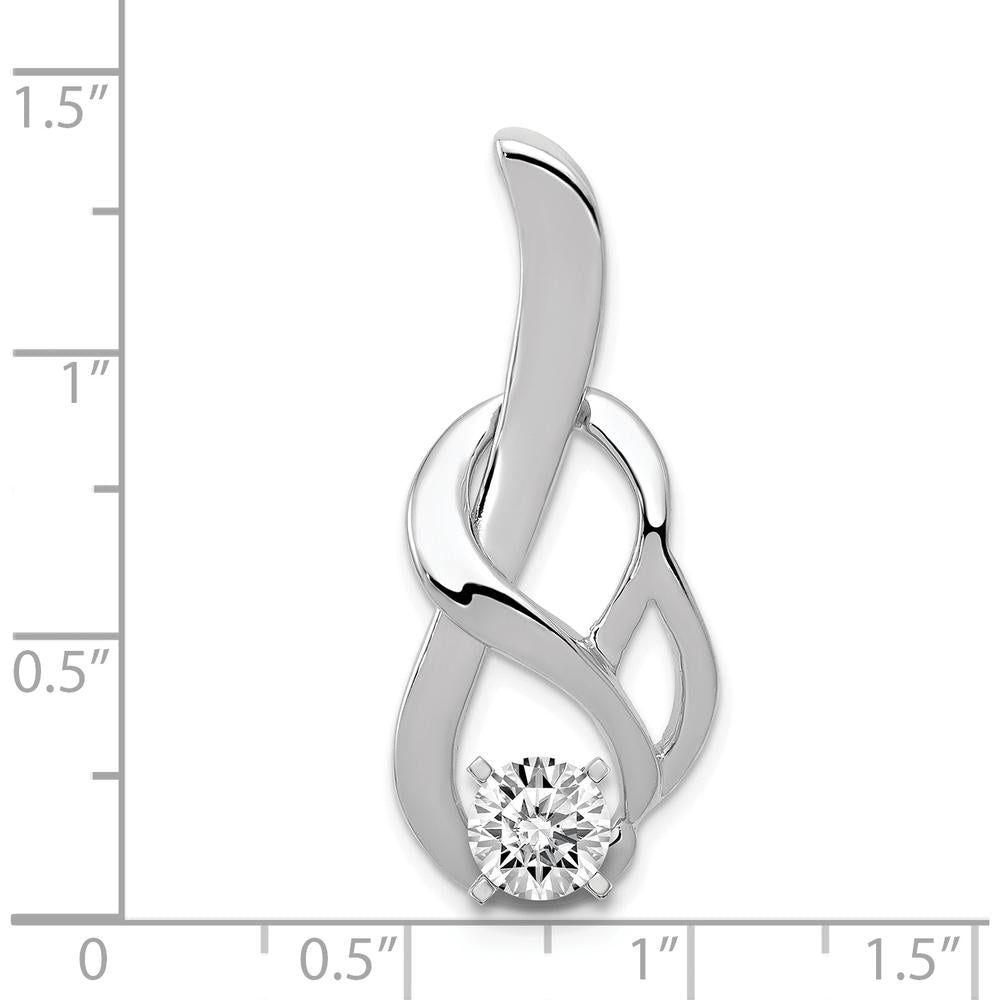 14K White Gold Peg-Set Slide Pendant for 4mm Regular or 6mm Fancy Omega Chain - Polished Finish with Rhodium Plating by Oro Pregiato