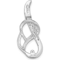 14K White Gold Peg-Set Slide Pendant for 4mm Regular or 6mm Fancy Omega Chain - Polished Finish with Rhodium Plating by Oro Pregiato