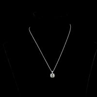 14K White Gold Pendant Necklace with 3.04 Carat Cushion Brilliant Cut Lab Diamond and Accent Stones - 3.10 Total Carat Weight - Covaloro Fine Jewelry