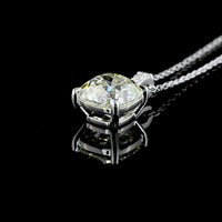 14K White Gold Pendant Necklace with 3.04 Carat Cushion Brilliant Cut Lab Diamond and Accent Stones - 3.10 Total Carat Weight - Covaloro Fine Jewelry