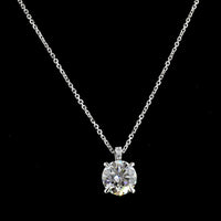 14K White Gold Pendant Necklace with 3.13 Carat Round Brilliant Lab Diamond and Accent Stones - 3.18 Total Carat Weight - Covaloro Fine Jewelry