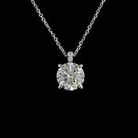 14K White Gold Pendant Necklace with 3.13 Carat Round Brilliant Lab Diamond and Accent Stones - 3.18 Total Carat Weight - Covaloro Fine Jewelry