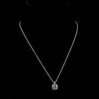 14K White Gold Pendant Necklace with 3.13 Carat Round Brilliant Lab Diamond and Accent Stones - 3.18 Total Carat Weight - Covaloro Fine Jewelry