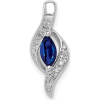 14K White Gold Pendant with 0.29 Marquise Sapphire and Round Diamonds - 0.009 Carat Total Diamond Weight by Lumare Gioia
