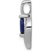 14K White Gold Pendant with 0.29 Marquise Sapphire and Round Diamonds - 0.009 Carat Total Diamond Weight by Lumare Gioia