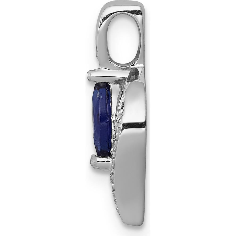 14K White Gold Pendant with 0.29 Marquise Sapphire and Round Diamonds - 0.009 Carat Total Diamond Weight by Lumare Gioia