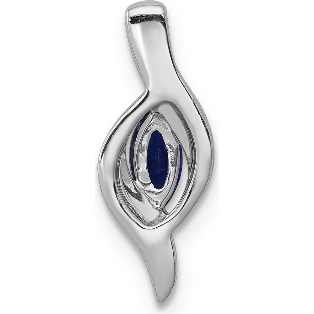 14K White Gold Pendant with 0.29 Marquise Sapphire and Round Diamonds - 0.009 Carat Total Diamond Weight by Lumare Gioia