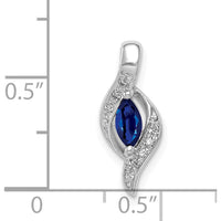 14K White Gold Pendant with 0.29 Marquise Sapphire and Round Diamonds - 0.009 Carat Total Diamond Weight by Lumare Gioia