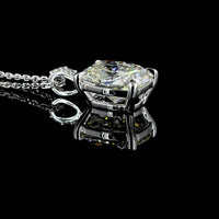 14K White Gold Pendant with 3.52 Carat Cushion Brilliant Cut Lab Diamond and Accent Stones - 3.59 Carat Total Diamond Weight - Covaloro Fine Jewelry